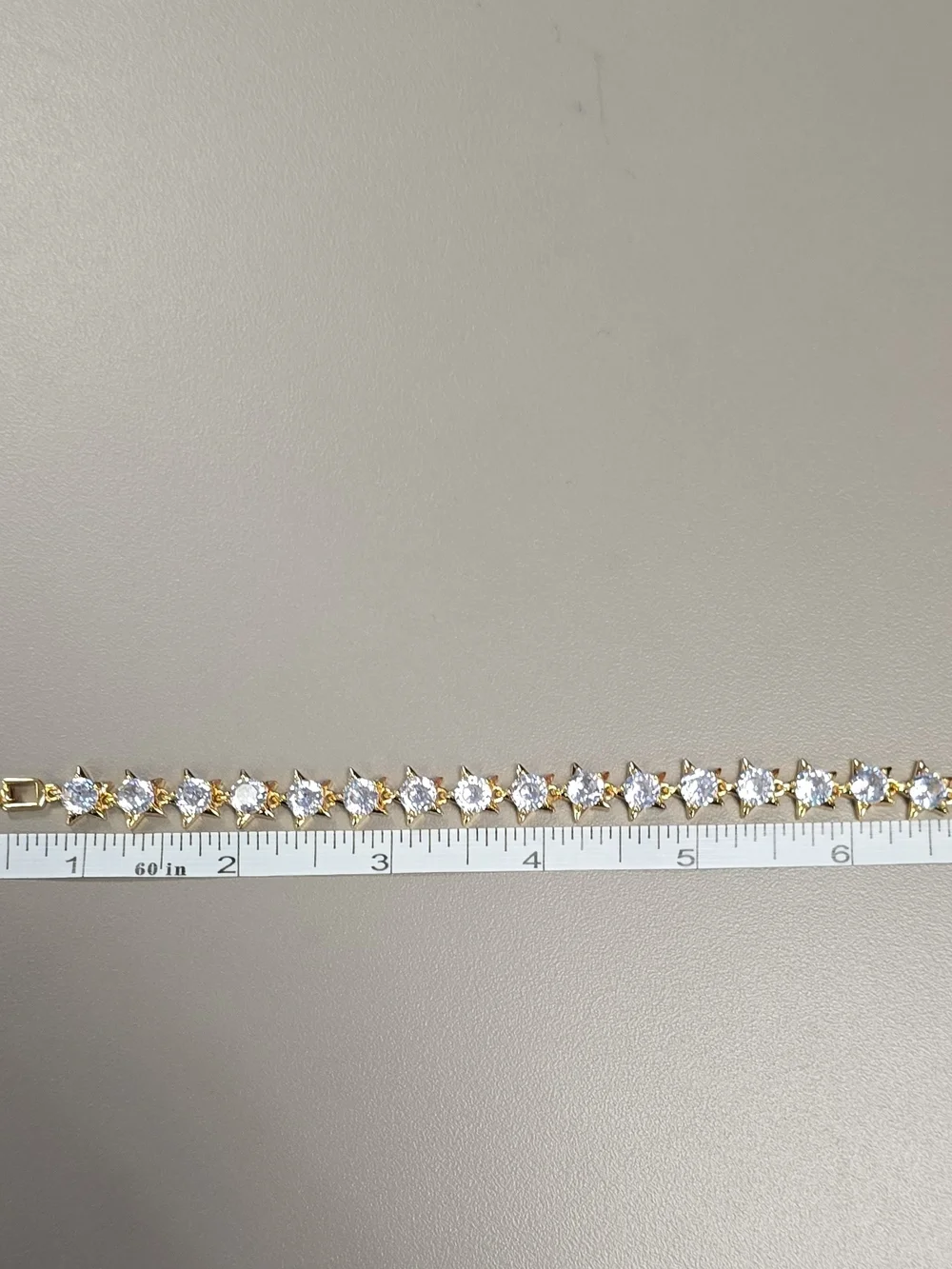NWOT-Gold Tone Star Tennis Bracelet  Clear Stones Iced Out Celestial Chain